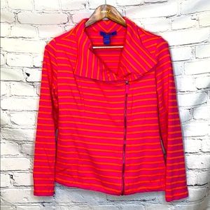 Twiggy London Pink & Orange Striped Zip Jacket Size Large
